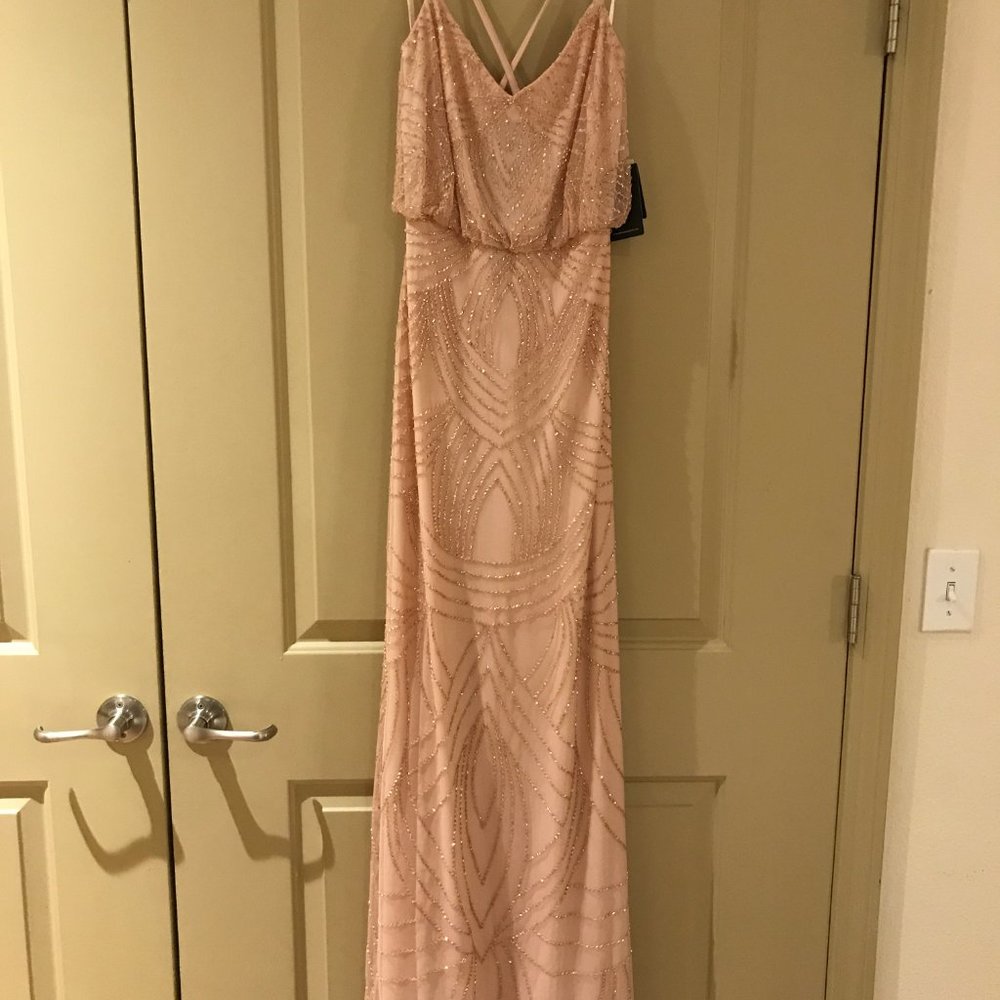 NWT Adrianna Papell Beaded Blush Gown, Size 0